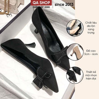 Giày cao gót nữ mũi nhọn gót 3 phân, phối nơ thời trang (Mã G739)