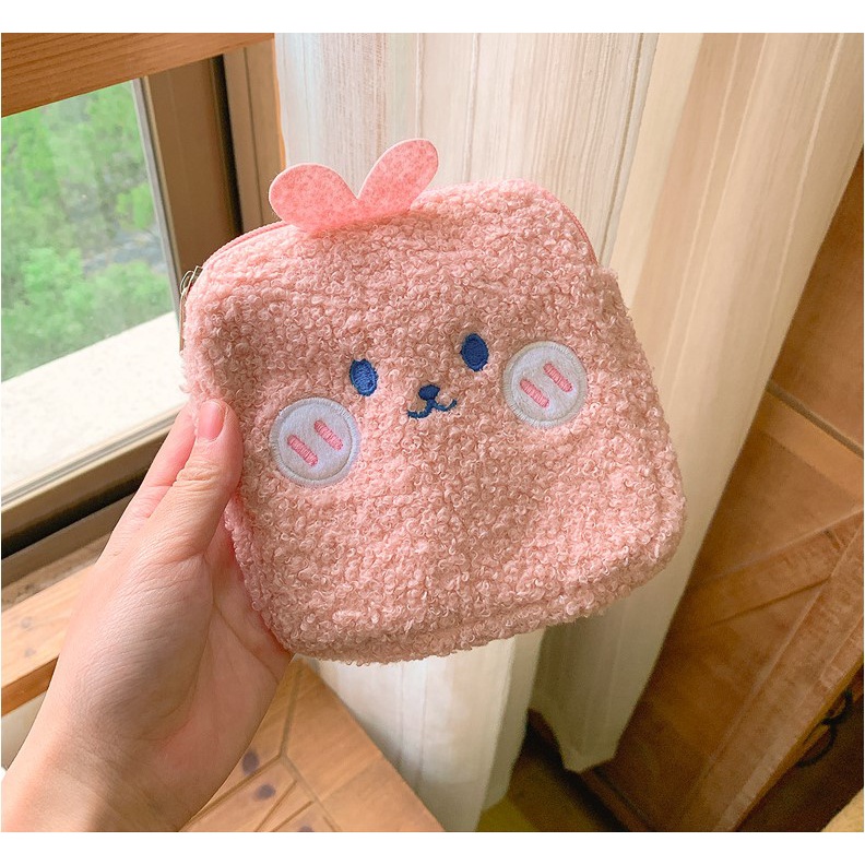 VÍ ĐỰNG ĐỒ DÙNG CÁ NHÂN, VÍ DÂY KÉO LÔNG MỀM HOẠT HÌNH DỄ THƯƠNG