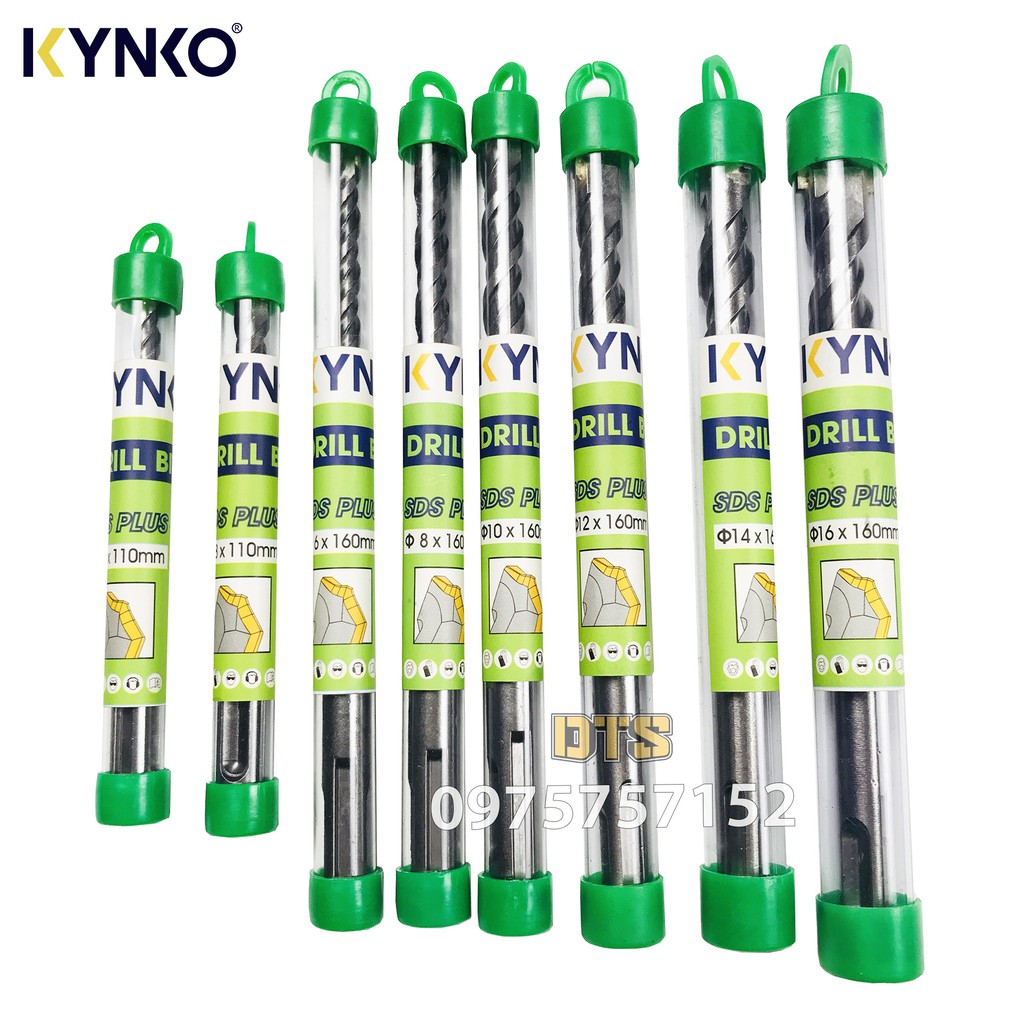 Mũi khoan bê tông công nghiệp chân gài SDS Plus KYNKO, thép HSS độ cứng cao, đầu khoan 2 chấu đa năng, loại bỏ bụi nhanh