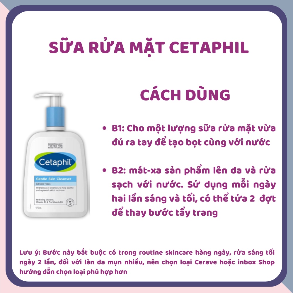 Sữa rửa mặt dịu nhẹ cho da nhạy cảm Cetaphil Gentle Skin Cleanser 125-473ml