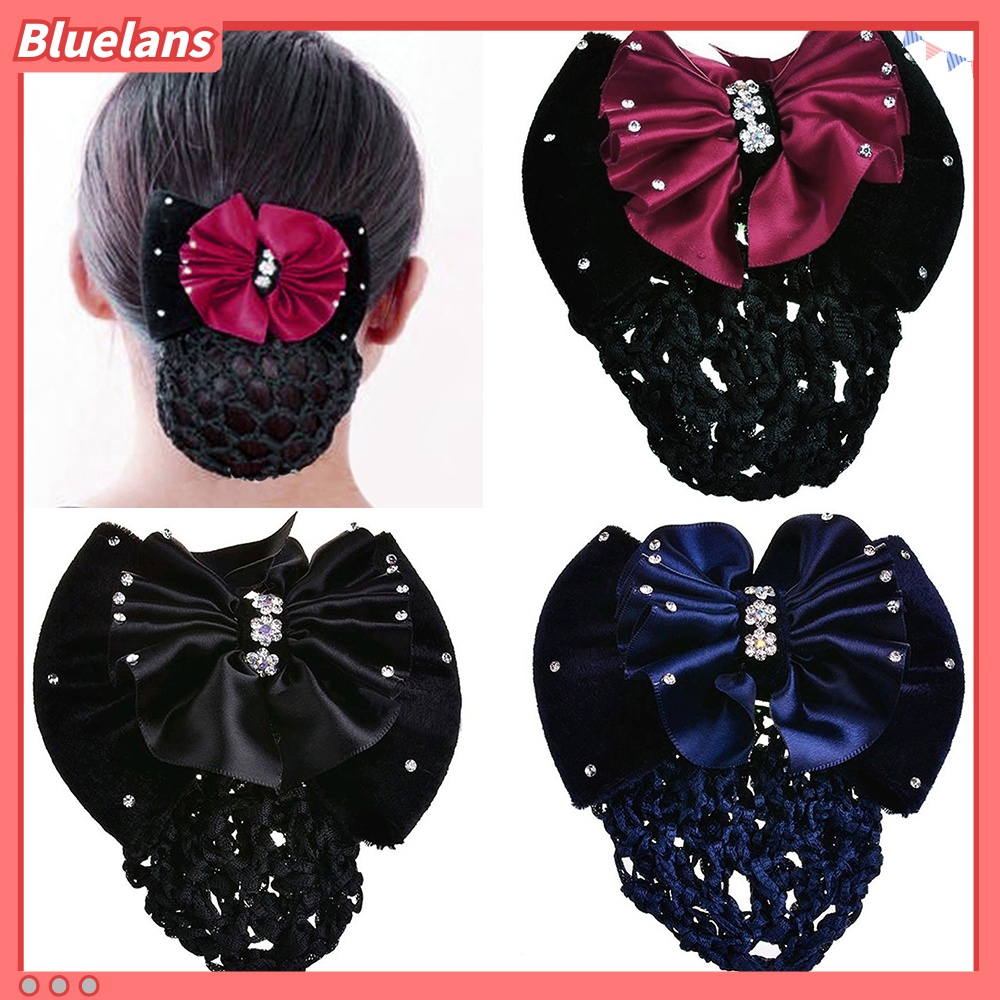 Kẹp lưới búi tóc thiết kế đính nơ xinh xắn