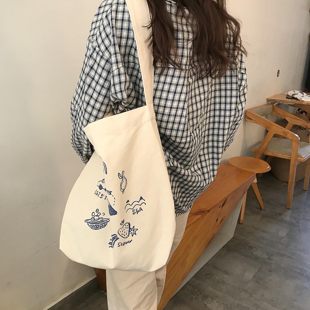 [BẢN MỚI NHẤT] Túi tote vải bố đựng đồ canvas thời trang Hazi, túi vuông MAKE YOUR DAY loại đẹp HZ32