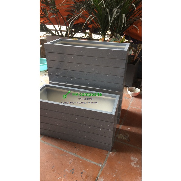 Chậu trồng cây composite màu đá tối