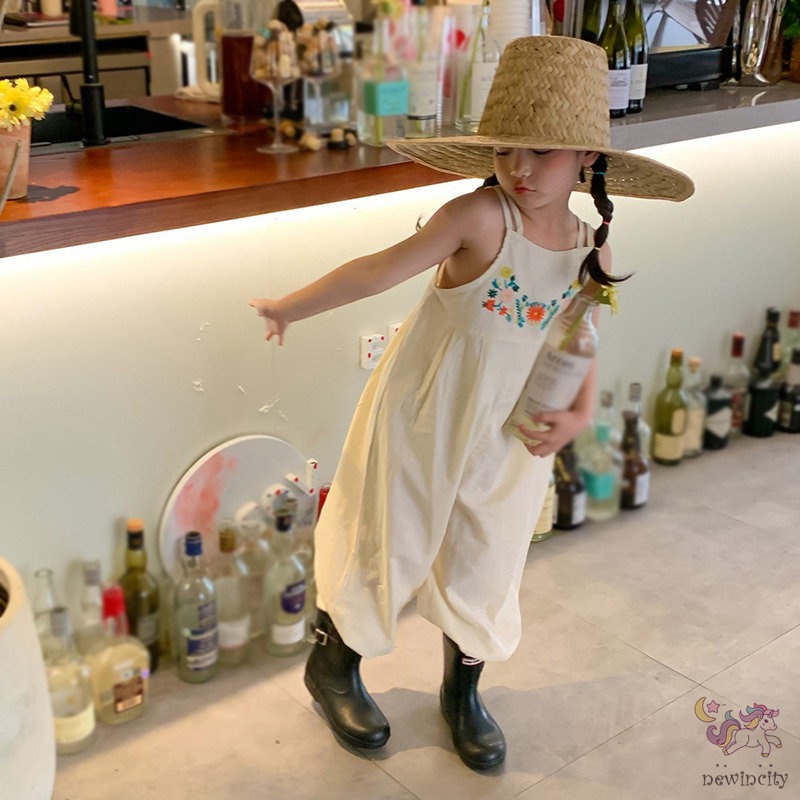 Bộ Áo Liền Quần Sát Nách Thêu Hoa Thời Trang Hàn Quốc Cho Bé Gái