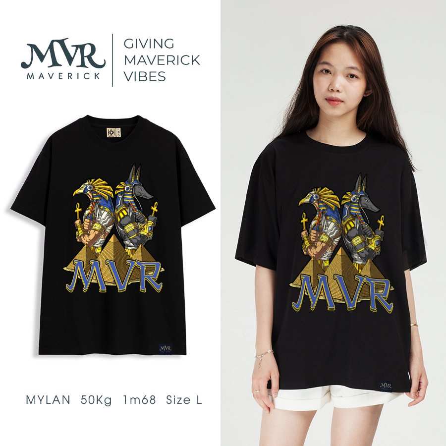 Áo thun form rộng in thần ai cập cổ đại Pharaoh MVR size rộng tee Mỹ BB4097