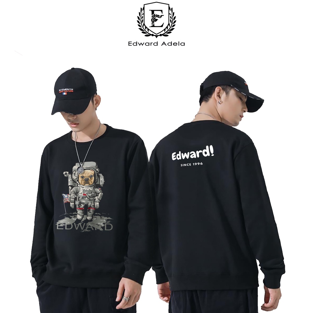 áo sweater nỉ dài tay dáng UNISEX cổ tròn in họa tiết ED111