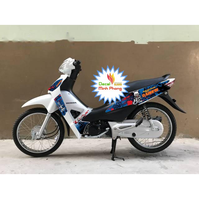 Tem wave 100 và 50cc thỏ xám Badboy xanh dương