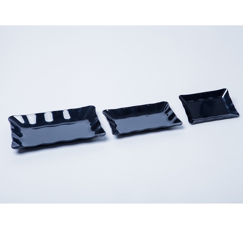 Dĩa hoa chữ nhật nhựa Melamine màu Nâu/Đen/Trắng