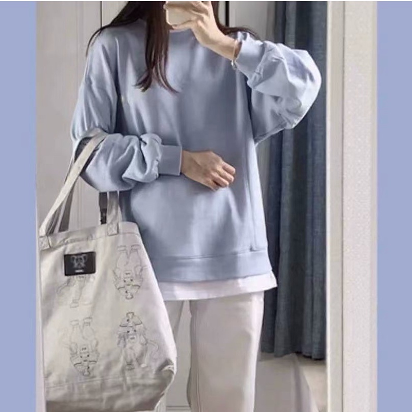 Set áo hoodie và quần dài ống rộng thời trang thu đông phong cách Hàn Quốc cho nữ