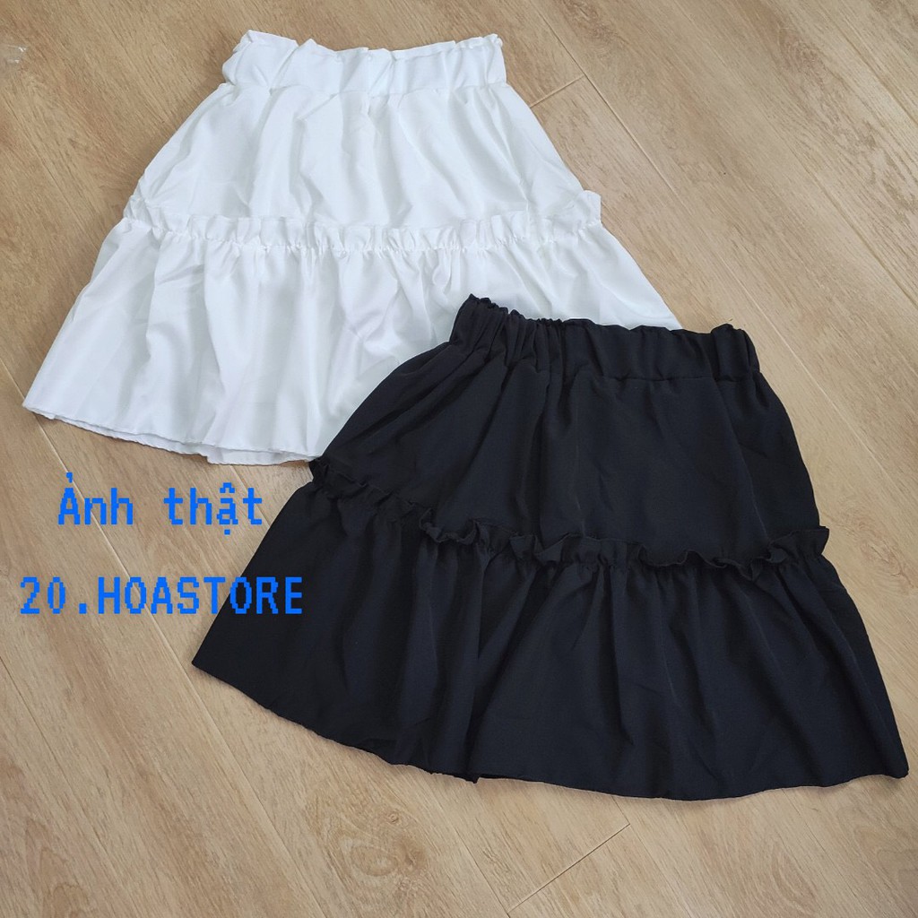 CHÂN VÁY XOÈ 2 TẦNG Chữ A Lưng Cao Đen Trắng Korea Style - VÁY NGẮN NỮ CHẤT ĐŨI Kèm Lót | BigBuy360 - bigbuy360.vn