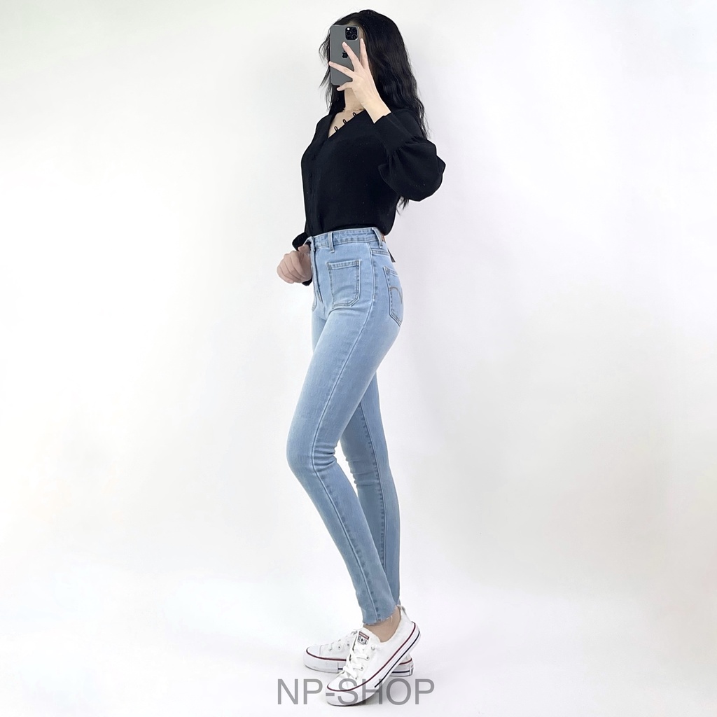 Quần jean nữ lưng cao NPSHOP skinny jeans siêu tôn dáng , quần bò nữ cao cấp dáng ôm basic