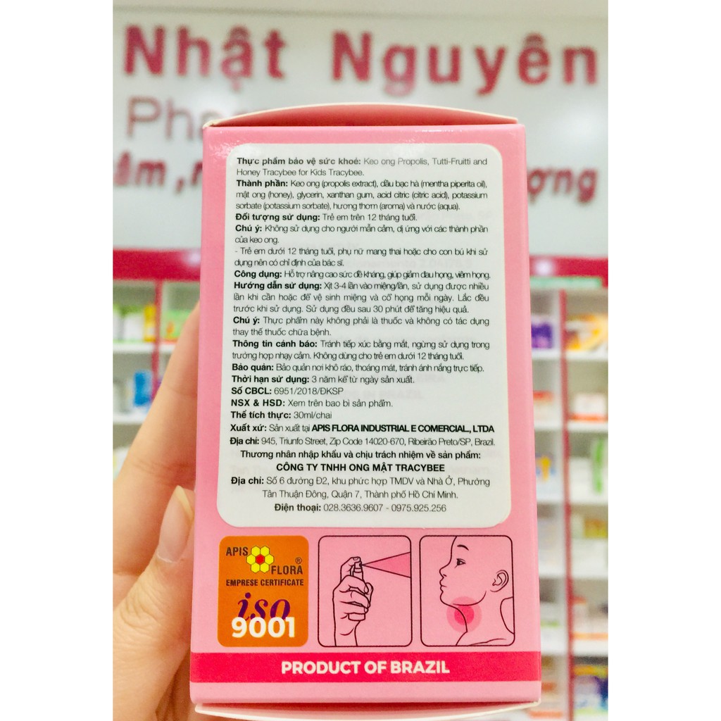 Propolis Tutti Frutti &amp; Honey Tracybee Keo Ong Xịt Giảm Viêm Họng Cho Bé Từ 1 Tuổi 30ml