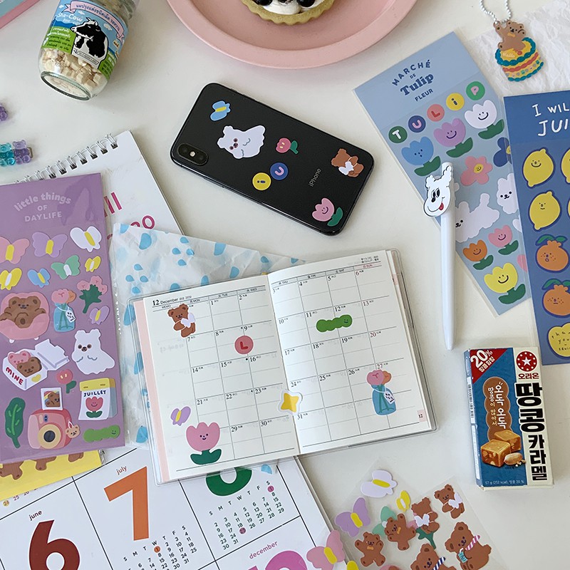 Miếng dán trang trí sổ tay / album ảnh hình hoạt hình kiểu Hàn Quốc dễ thương chống thấm nước diy