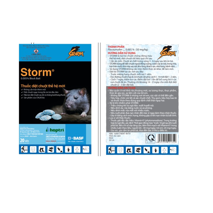 Hộp 10 gói thuốc trừ chuột Storm - Hàng nhập khẩu từ Đức - Hiệu quả bất ngờ - Mỗi gói 20 viên