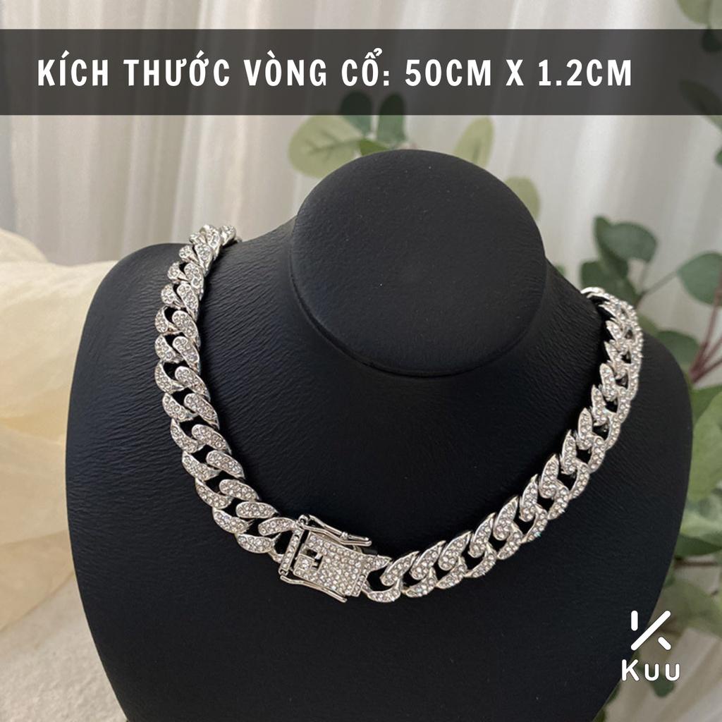 Dây Chuyền Vòng Cổ Nam Nữ Kèm Vòng Tay Nam Cuban HipHop Maxshopdoc Dạng Chuỗi Xích Đẹp Streetwear Thép Titan Cuban Đá