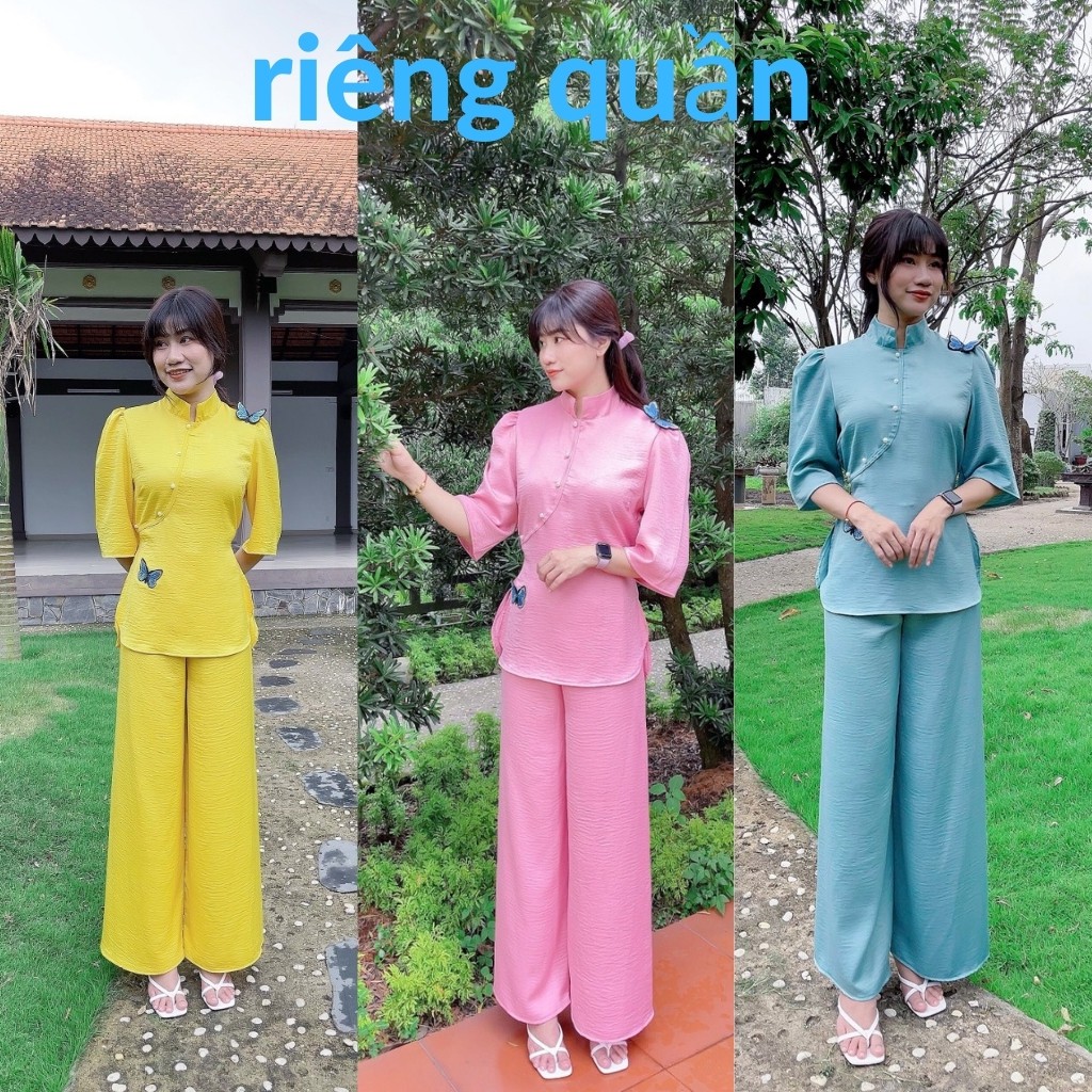 [Mã WASTCOOL giảm 15% tối đa 50K đơn 99K] Đồ lam đi chùa cao cấp AL031 kết cườm thêu bướm cực đẹp | BigBuy360 - bigbuy360.vn