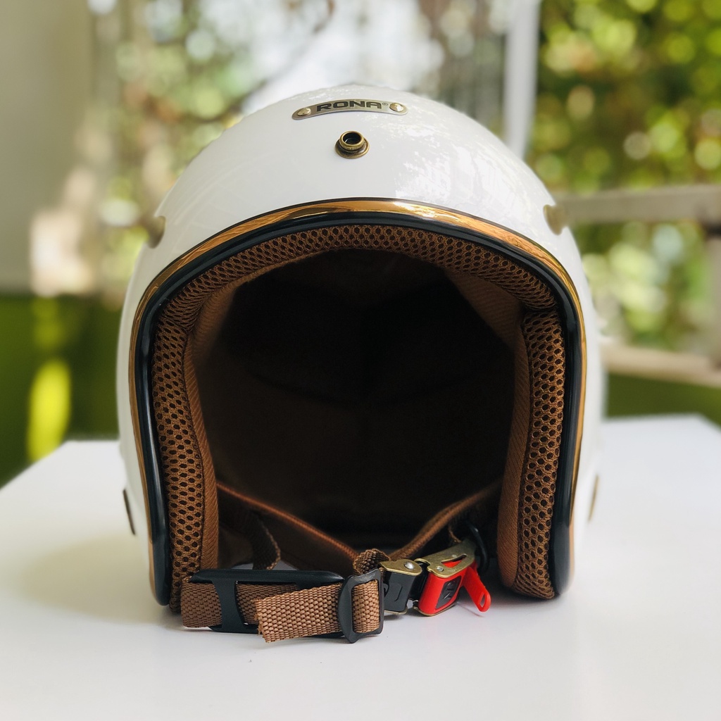 Mũ bảo hiểm 3/4 RONA màu trắng bóng chính hãng, bảo hành 12 tháng, freeship toàn quốc