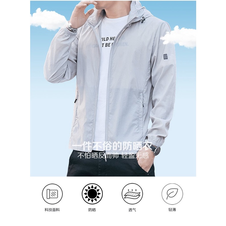 [Hàng mới về] Áo khoác thể thao siêu mỏng thoáng khí chống nắng chống tia uv có mũ trùm trong suốt dành cho nam và nữ