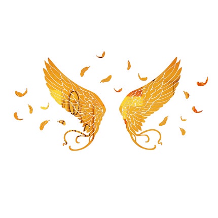 Tranh dán tường mica 3d decor khổ lớn đôi cánh thiên thần 21 Kiểu Màu