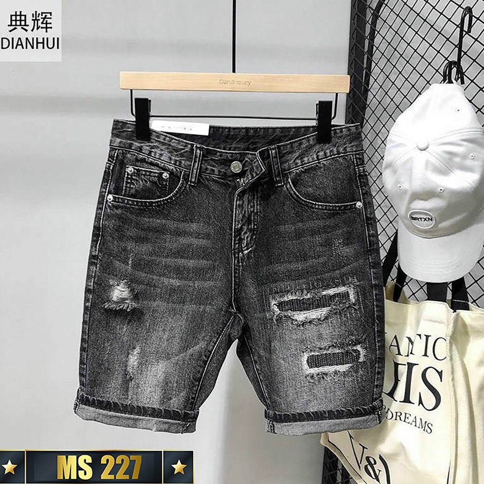 Quần short jean nam đen rách cao cấp-chất liệu denim co giãn tốt( Hàng chuẩn QC ) Lady-Hn Store88 i6