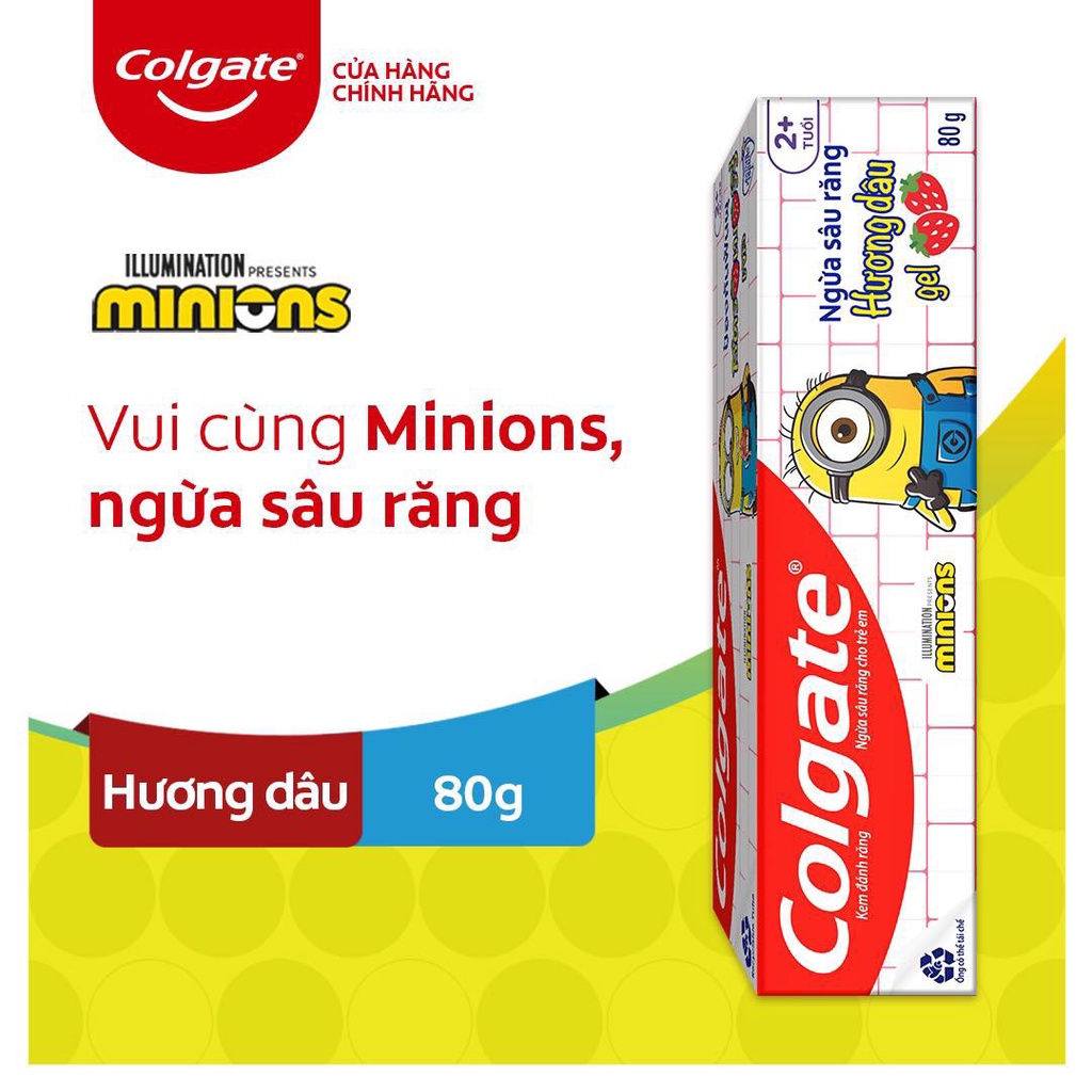 [HB Gift] Kem đánh răng Colgate Minion cho trẻ em hương dâu 80g cho bé từ 2 tuổi