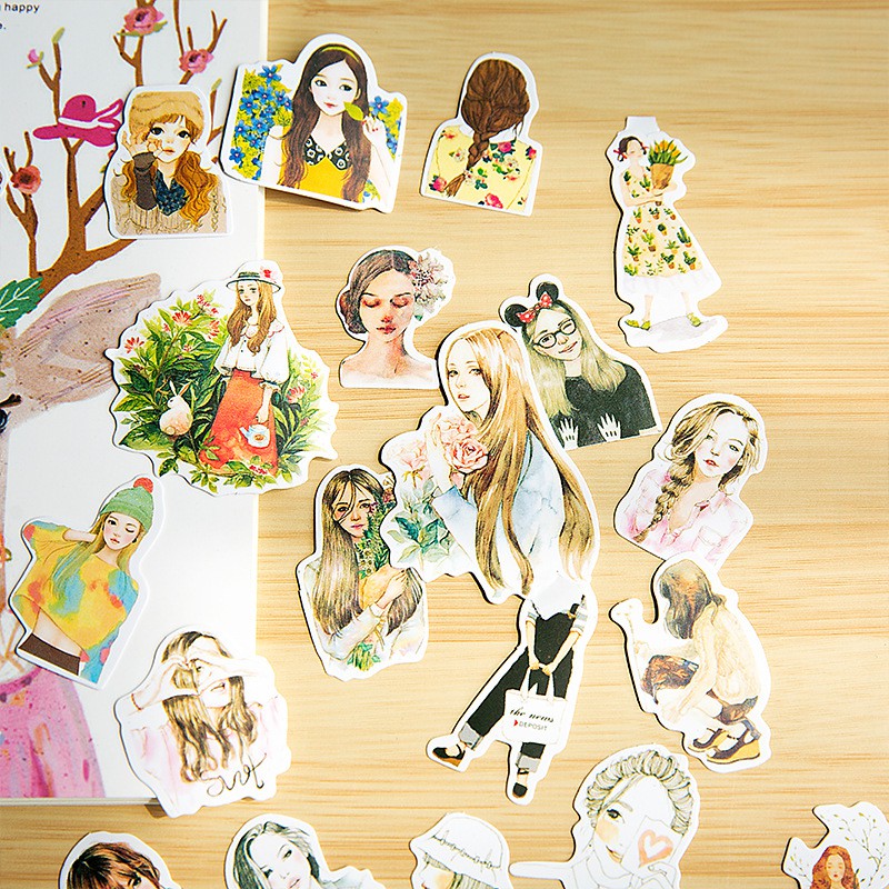Sticker Set 20 Miếng Cắt Sẵn Hình Trứng Lười, Mèo và Hoạt Hình Cute