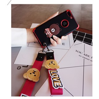 Ốp lưng iphone Gấu 3D (kèm 2 dây đeo dài & ngắn)