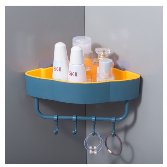[hàng xịn]Kệ Góc Nhà Tắm 2 Lớp Dày Dặn Chắc Chắn Dán Tường Không Khoan Đục Cao cấp