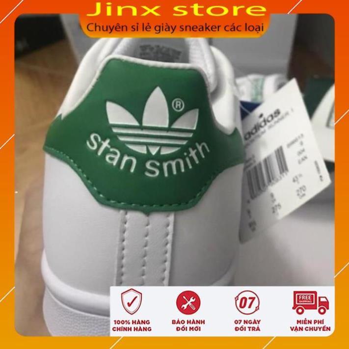 Giày thể thao sneaker stan smith màu trắng gót xanh full size, full bill box hàng 1:1 | BigBuy360 - bigbuy360.vn