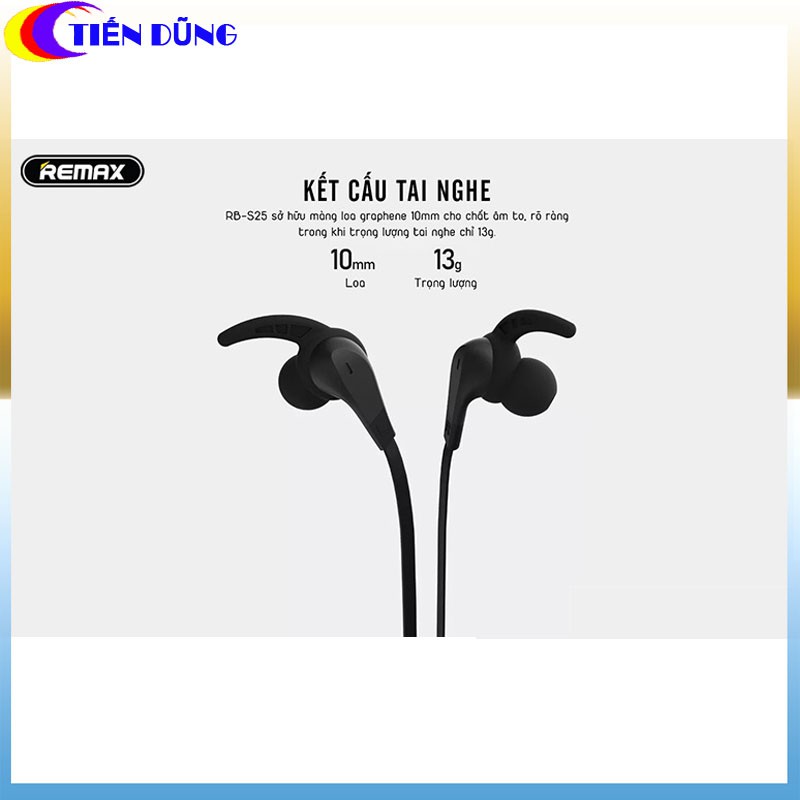 Tai nghe bluetooth remax RB S25 dòng thể thao quàng cổ kiểu dáng trẻ trung âm thanh chất lượng.