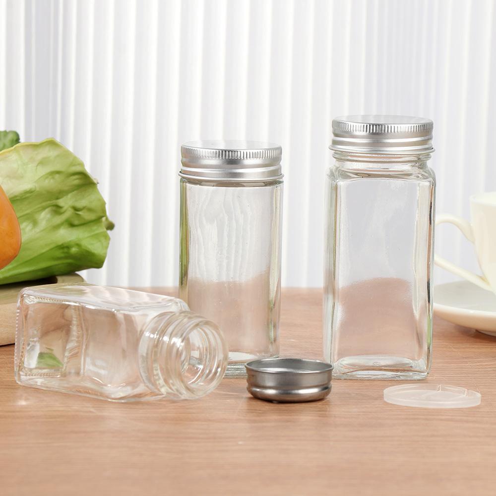 MUVAKO Hộp Đựng Gia Vị Thủy Tinh 3 Kiểu Có Nắp Giá Đỡ