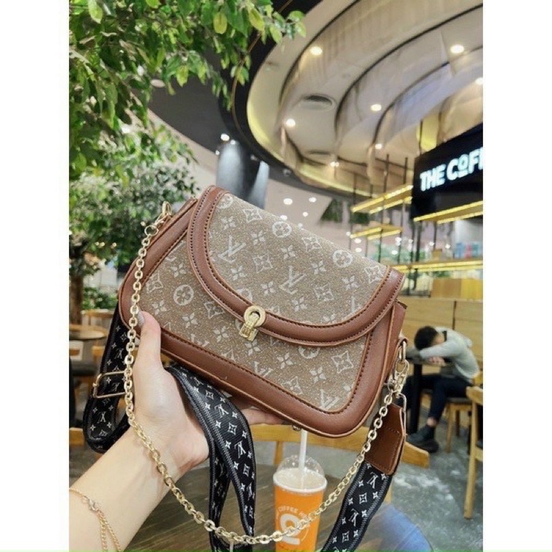 Túi Xách Nữ Kẹp Nách Hoạ Tiết Eo Vì, Túi Nữ Đeo Chéo Khoá Tròn Dây Bản To