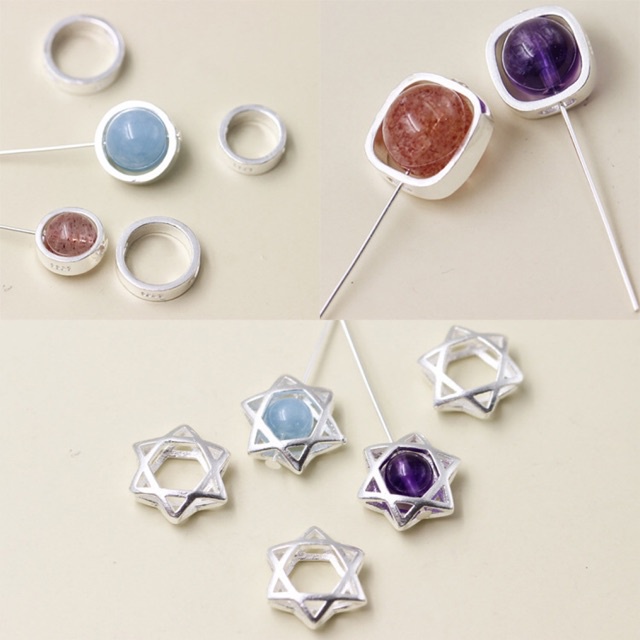 GIÁ SỈ  Charm khung đá, bọc hạt đá bằng bạc - Hàng bạc loại 1 siêu đẹp PH519