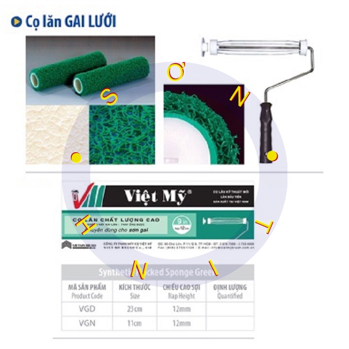 Lô lăn sơn gai sần trang trí Việt Mỹ 11cm hoặc 9in