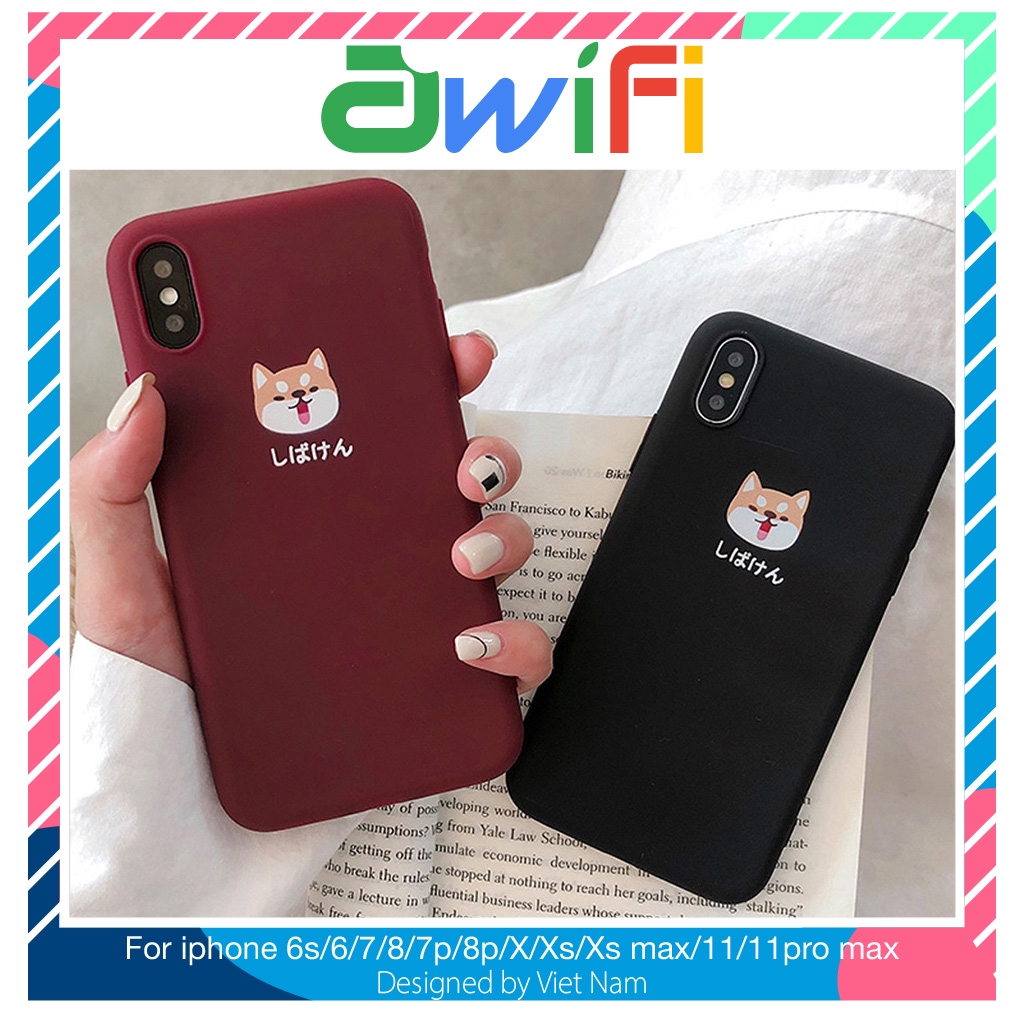 Ốp lưng iphone cún shiba trơn 5/5s/6/6plus/6s/6splus/7/7plus/8/8plus/x/xr/xs/11/12/pro/max/plus/promax -Awifi Case B2-1