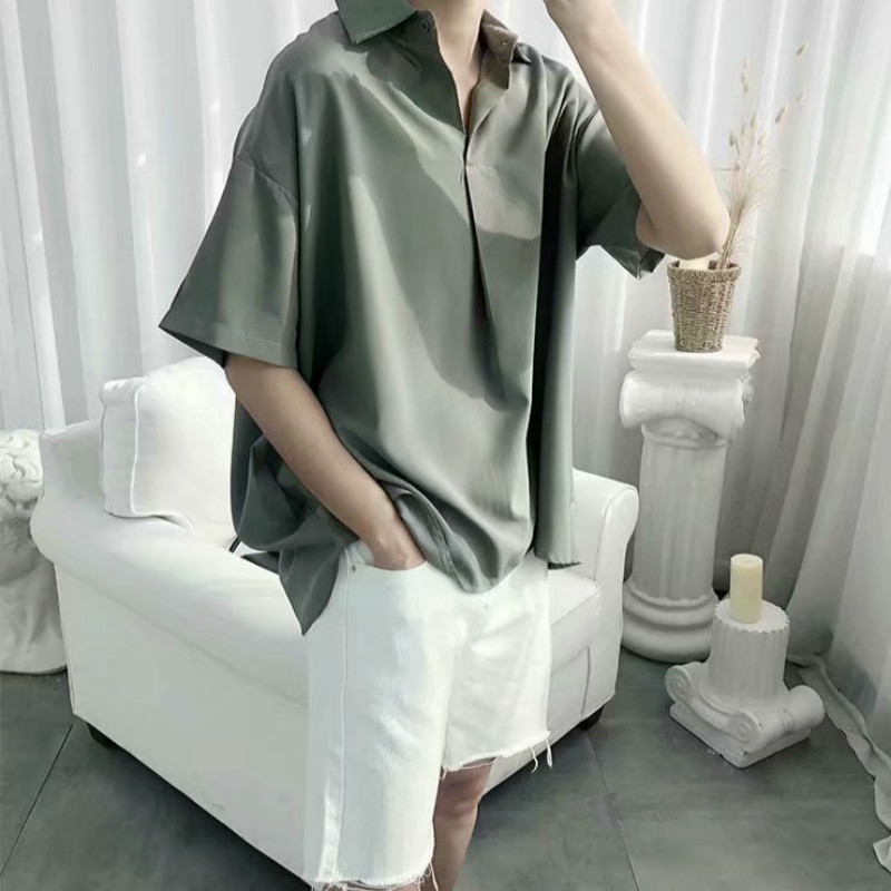 Áo sơ mi nam ngắn tay màu trơn phong cách Hàn Quốc