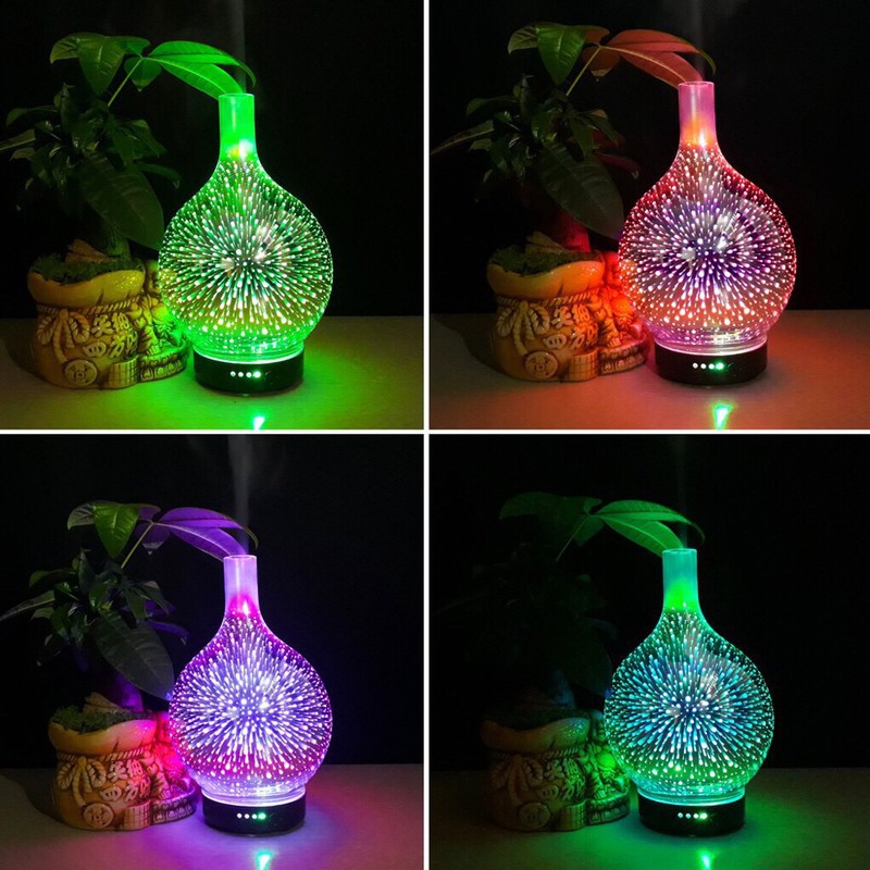 [Thơm Phòng Trong 30 Giây] Máy khuếch tán Tinh Dầu Thủy Tinh Họa Tiết #3D Trụ Dài (TT-DEN) [Tặng 10ml tinh dầu]