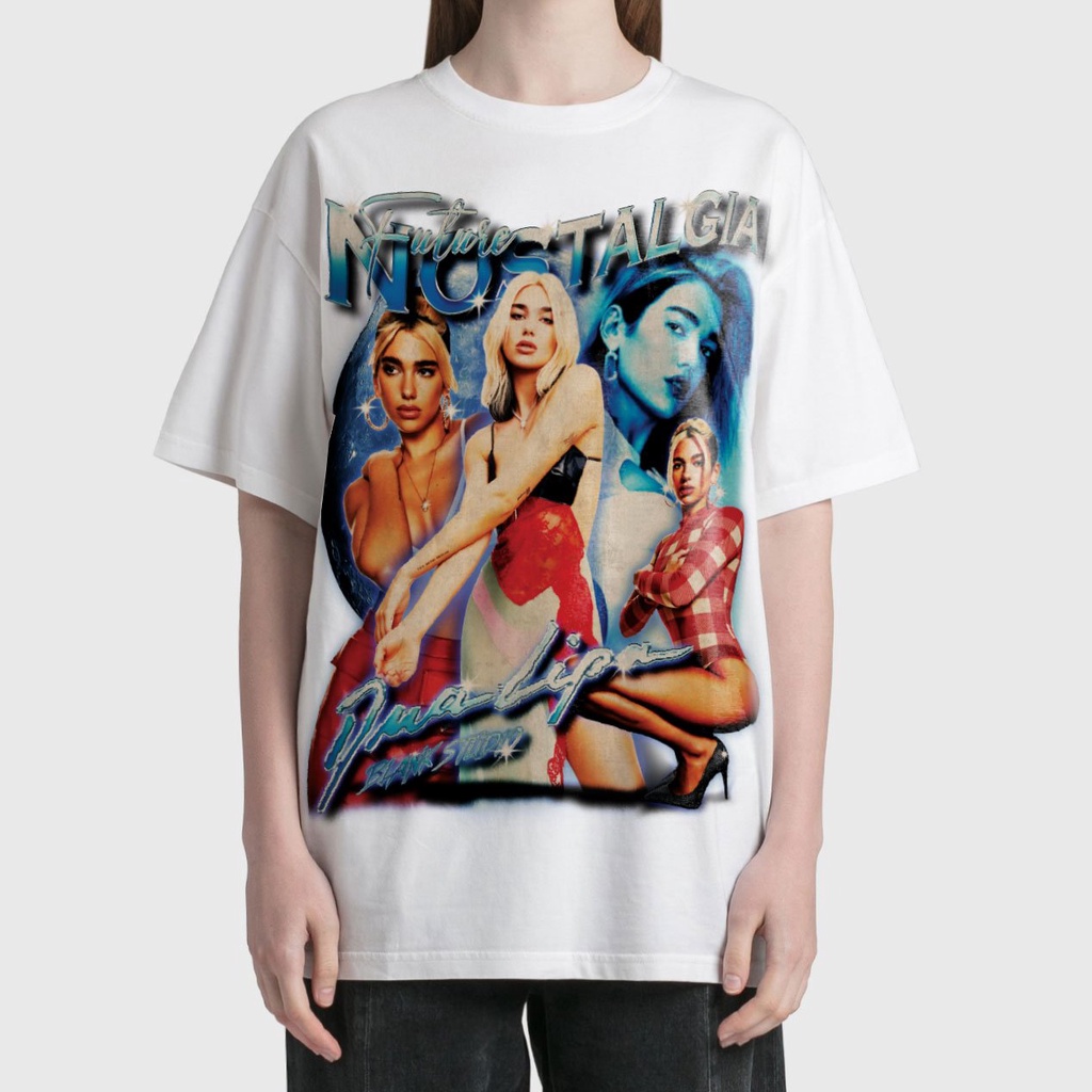 BLANK | Áo Thun Dua Lipa Tay Lỡ Unisex - Đen/Trắng Cổ Tròn