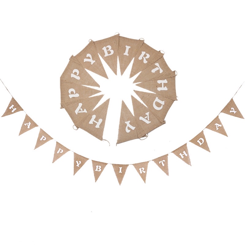 Dây Chữ HAPPY BIRTHDAY Vải Cói Tông Hà Quốc trang trí sinh nhật