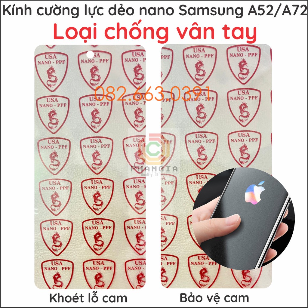 Dán cường lực Samsung A52 (4G/5G) / A72 (4G/5G) dẻo nano bảo vệ màn hình