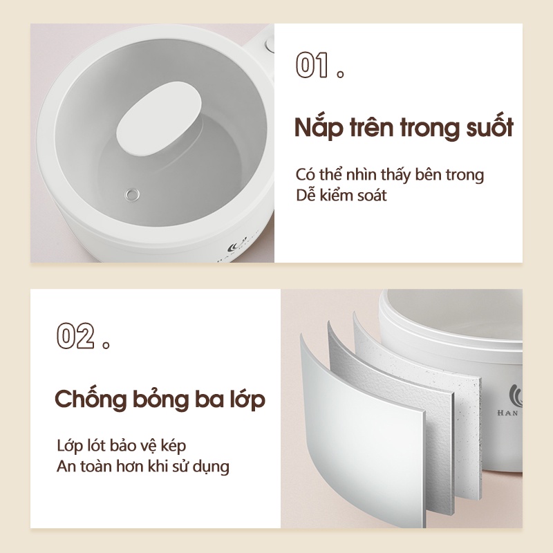 Nồi lẩu điện HAN RIVER đa năng tích hợp Lẩu/ hấp/ chiên/ rán/ xào/ hầm chính hãng 1.5L