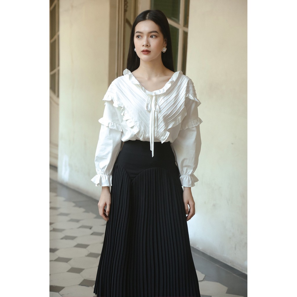 Chân Váy Xếp Ly Trơn Eo Nữ AT MODA DE LITA