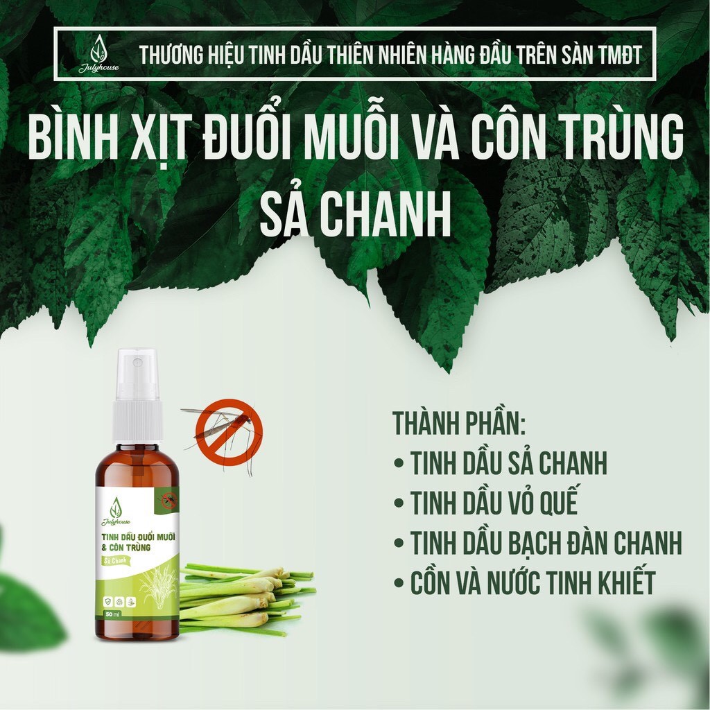 Chai xịt phòng đuổi muỗi JULLYHOUSE hương xả chanh diệt muỗi và côn trùng