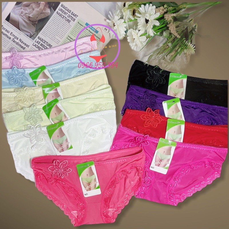 Combo 10 quần lót nữ thun lạnh phối ren MS9304 Freesize&lt;55kg