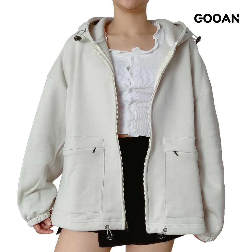 Áo khoác nữ nỉ chống nắng form rộng Popy ulzzang unisex -Gooan