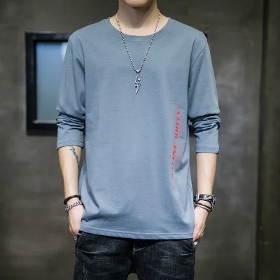 Áo thun cotton tay dài cổ tròn dáng rộng thời trang mùa thu mới cho nam