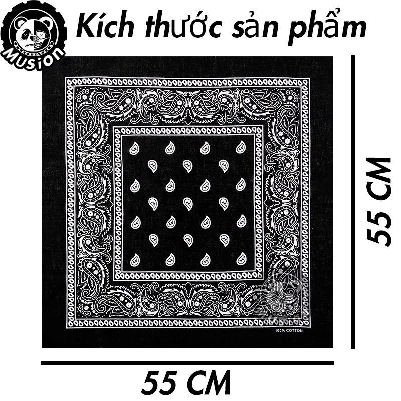  Khăn vuông 100% cotton in họa tiết phong cách Hip hop thời trang cho nam và nữ 55cm X 55cm