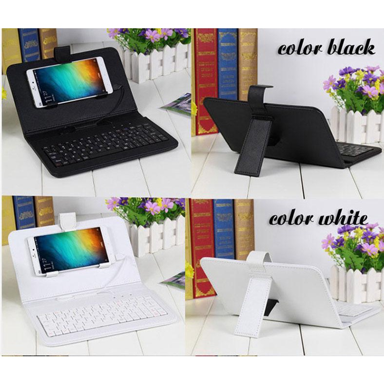 Combo bao da bàn phím kèm chuột KAW cho điện thoại, máy tính bảng từ 4.5-8 inch, Dễ kết nối sử dụng