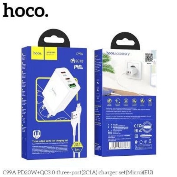 Bộ củ cáp sạc nhanh Hoco C99A 3 cổng PD20W QC3.0