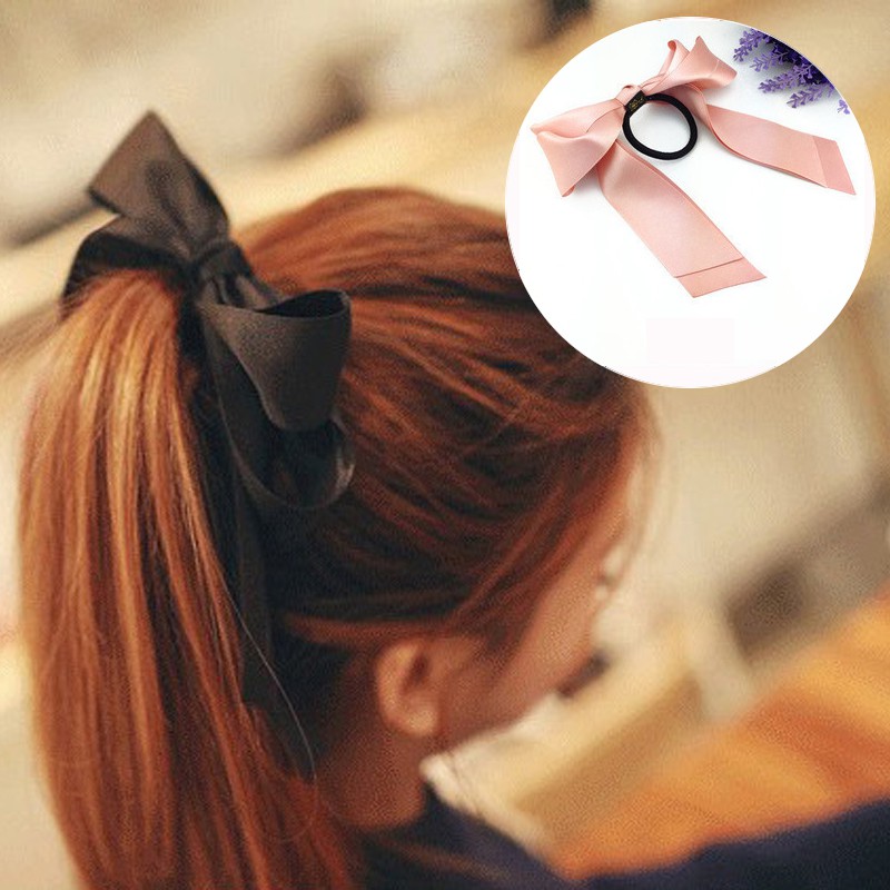 Chun buộc tóc Hàn Quốc F205 handmade nơ dài dễ thương nhiều màu